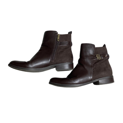 Tommy Hilfiger Irsela Leather Ankle Boots Women Size 9.5M —Classic, Fall, Preppy