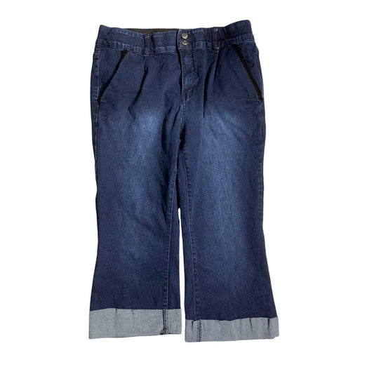 Indigo Poppy Dark Denim Capris Women’s Size 14 – Casual, Relaxed, Cuffed