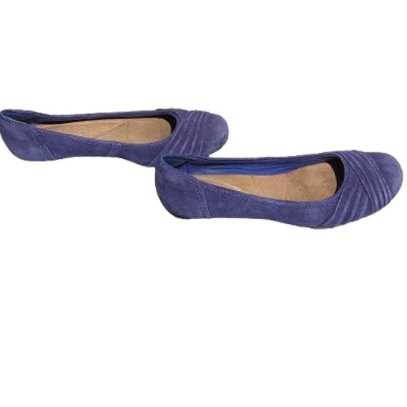 Clarks Benables Purple Suede Flats Women’s 6F – Comfort, Slip-On, Leather Upper