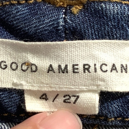 Good American Blue Skinny Jeans Women 4/27 — High-Rise, Stretch, Raw Hem