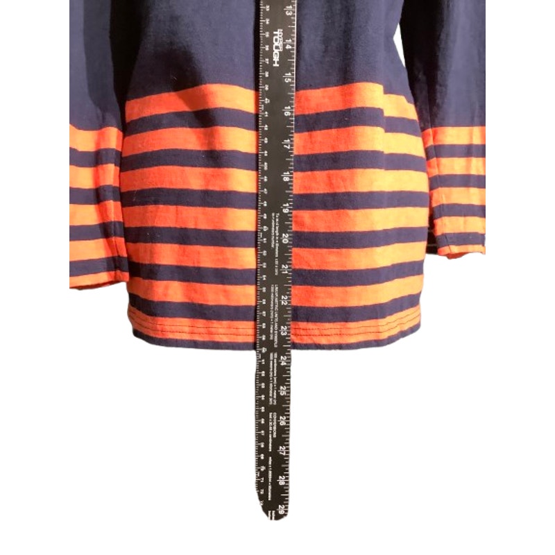J.Crew Navy Blue Striped Long Sleeve Top Women’s Large –Casual, Colorful, Cotton