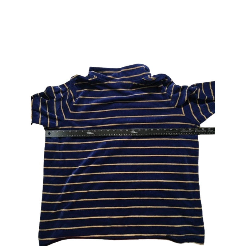 Quaker Factory Dark Blue & Gold Striped Jacket Size XL - Vintage, Glam, Cozy