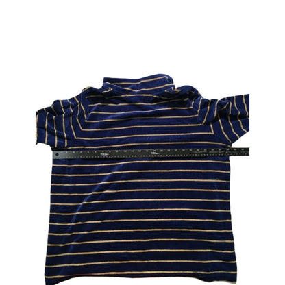 Quaker Factory Dark Blue & Gold Striped Jacket Size XL - Vintage, Glam, Cozy
