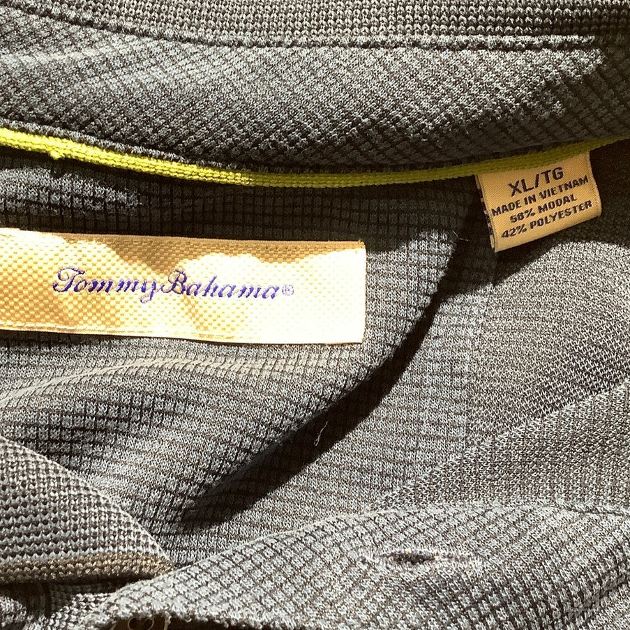 Tommy Bahama Men’s XL Navy Blue Performance Polo — Textured, IslandZone, Golf