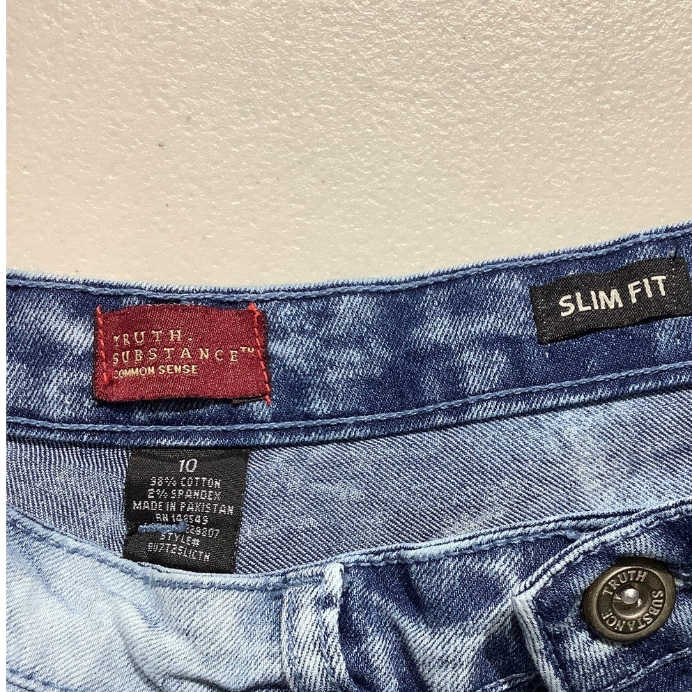 Truth Substance Kids Acid Wash Jeans Size 10 – Slim Fit, Moto, Distressed