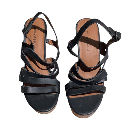 Lucky Brand Larinaa Platform Wedge Sandals Women’s 9M— Strappy, Platform, Casual
