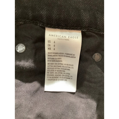 American Eagle Women's 6 Black Distressed Stretch Cutoff Denim Shorts