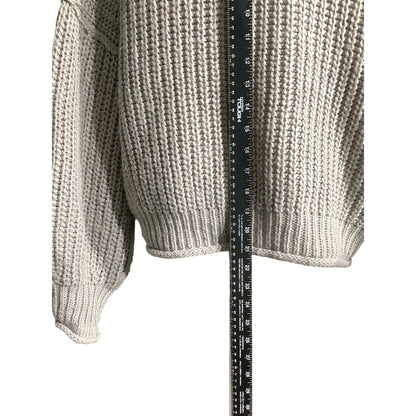 POL Light Gray Chunky Knit Sweater Women’s Size Small — Oversized, Cozy, Boho