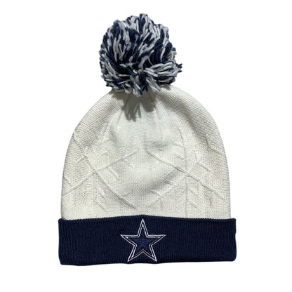 NFL Dallas Cowboys Off-White Navy Pom Beanie One Size — Retro, Football, Fanwear