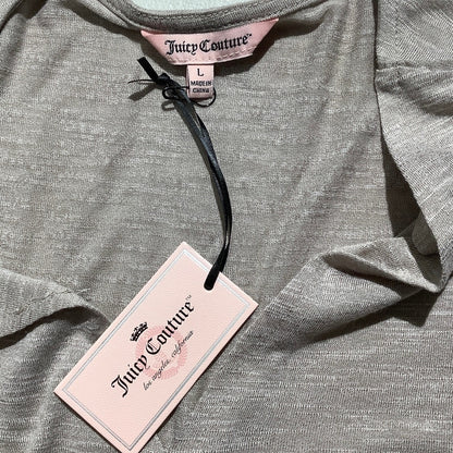 Juicy Couture Light Gray V-Neck Twist Tee Women’s Large – Casual, Relaxed, NWT