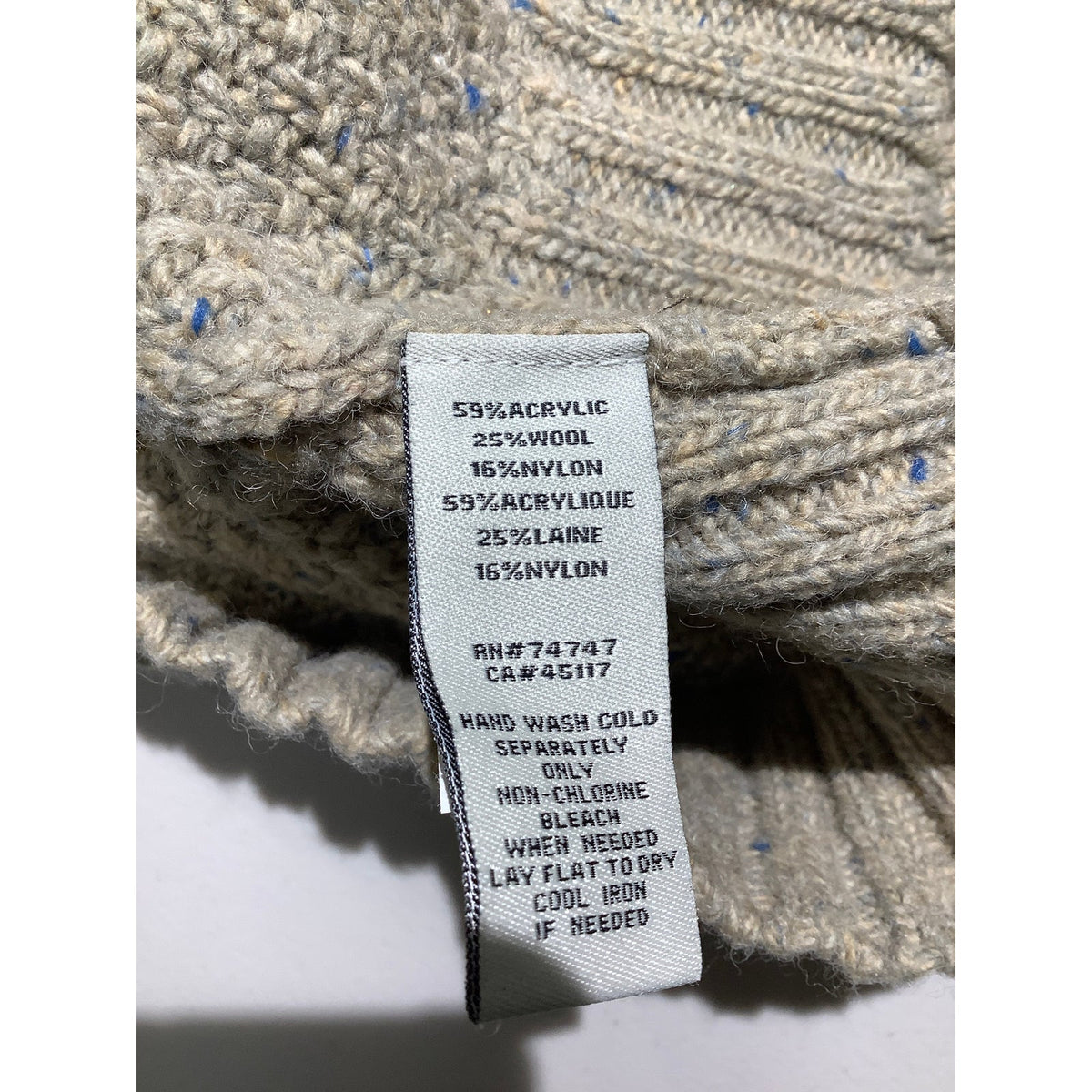 Bob Timberlake Men's M Beige Vintage Wool Blend Heavy Knit Henley