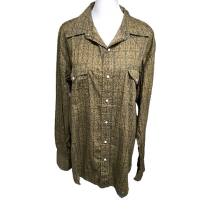 Roper Tan Western Button-Up Shirt - Size L - Boho, Cowboy, Western