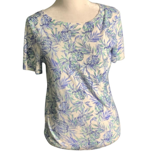 Talbots Floral Print T-Shirt Women’s Small Petite – Casual, Nature, Lightweight