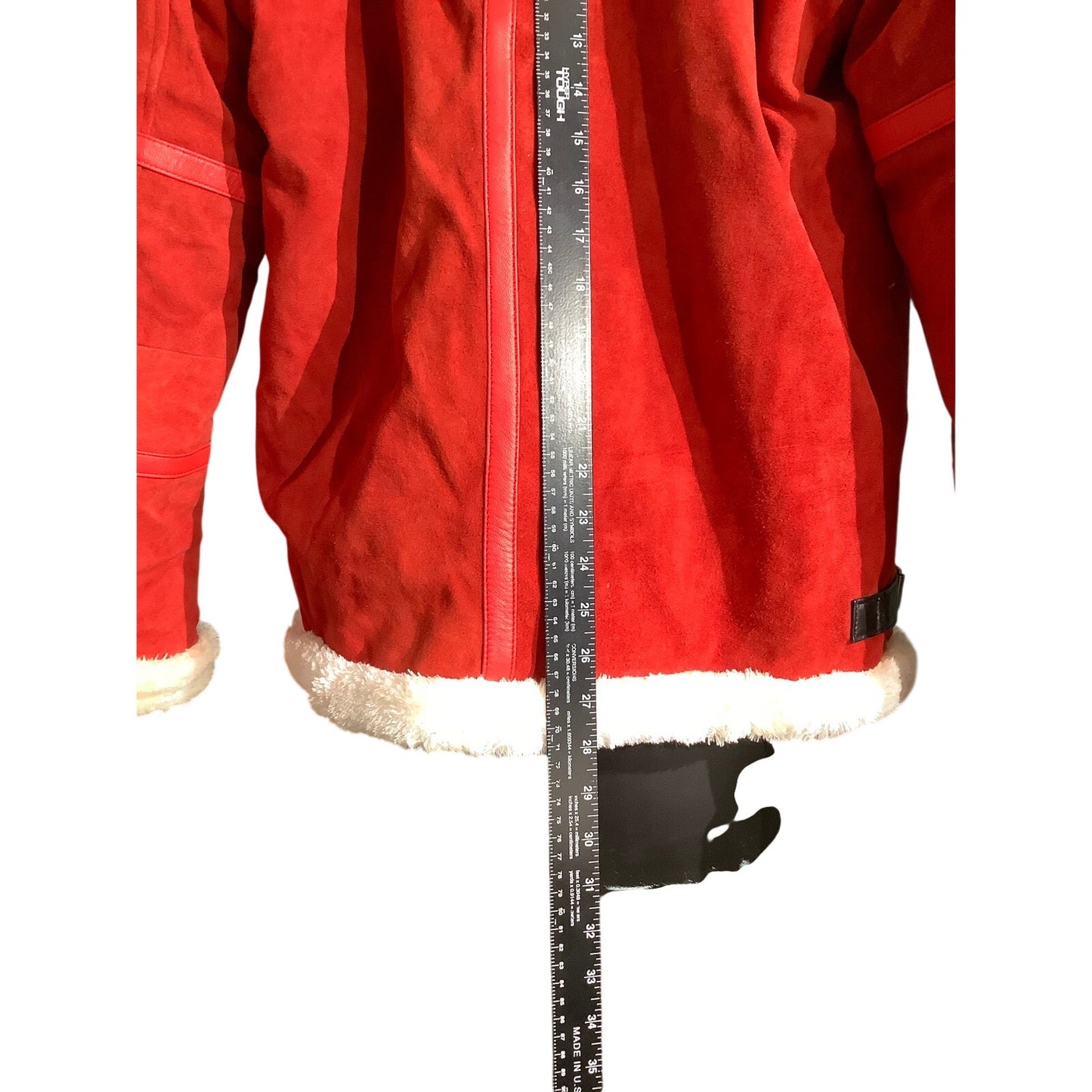 Real Leather Bright Red Suede Jacket Men’s L NWT — Aviator, Y2K, Statement