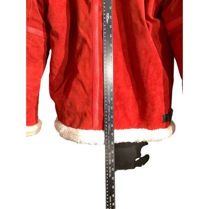Real Leather Bright Red Suede Jacket Men’s L NWT — Aviator, Y2K, Statement