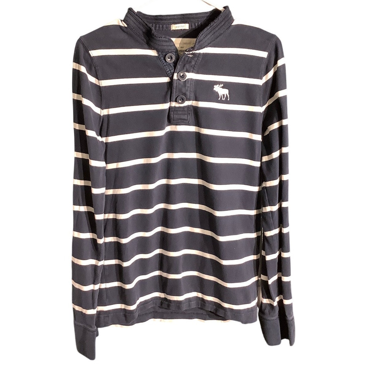 Abercrombie & Fitch Striped Henley Shirt Men’s XL – Casual, Classic, Comfortable