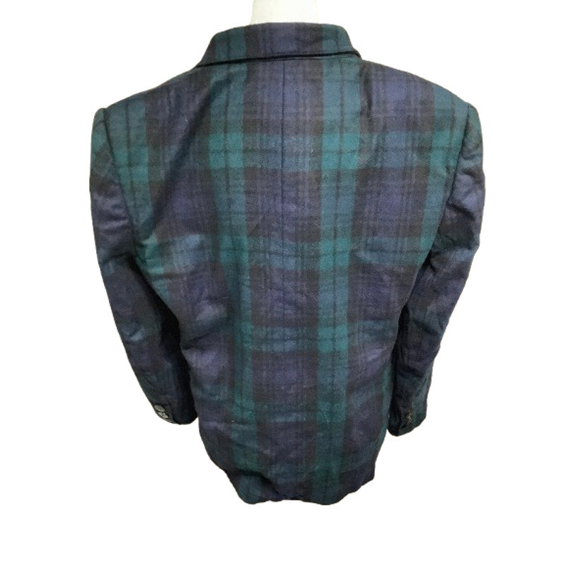 Giorgio Sant'Angelo Blue Green Plaid Wool Peacoat 12, Vintage, Preppy, Cozy