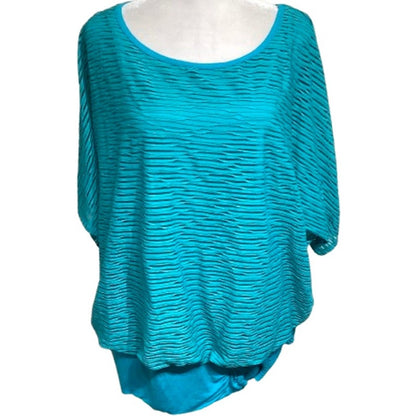 ALYX Cyan Blue Loose Fit Short Sleeve Top Size 3X Comfortable, Casual, Everyday