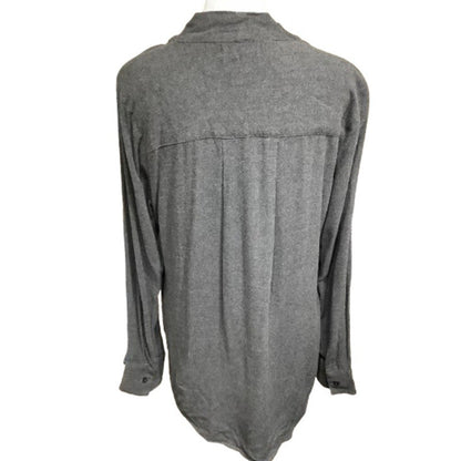 Bella Dahl Small Dark Grey Wrap Front Long Sleeve Top – Minimalist, Cozy, Casual