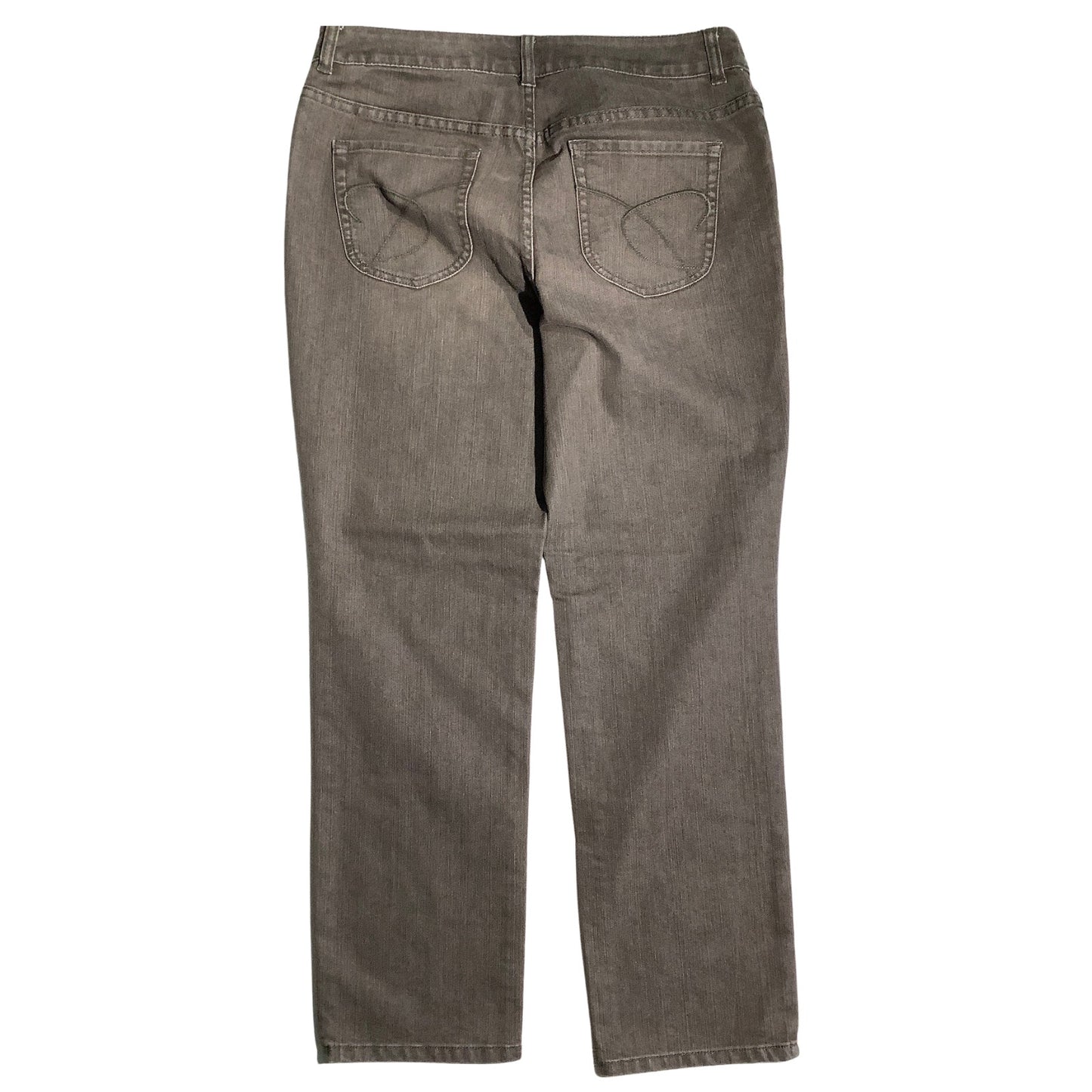 Chico’s Brown Platinum Denim Jeans Women 2 Short— Straight Leg, Stretch, Classic