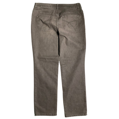 Chico’s Brown Platinum Denim Jeans Women 2 Short— Straight Leg, Stretch, Classic