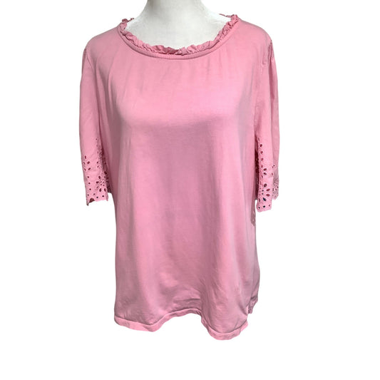 Talbots Pink Eyelet Sleeve Top XL - Feminine, Classic, Cottagecore