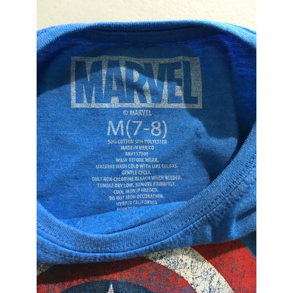 Marvel Blue Child Size 7-8 Captain America T-Shirt - Superhero, Casual, Graphic