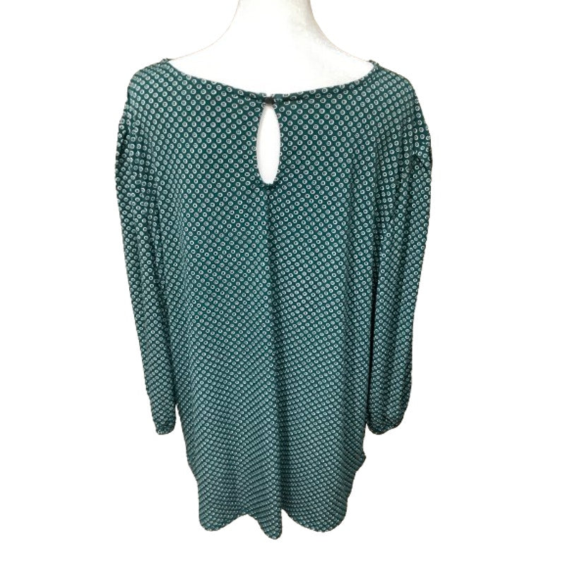 Adrienne Papell Green Long Sleeve Shirt 2X Pattern Casual Sophisticated Elegant