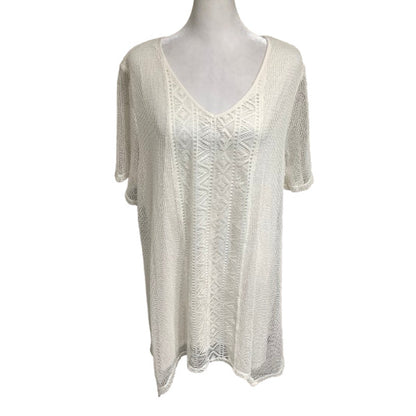 Catherines NWT Cream Double-Layered Lace Overlay Shirt 1X  Boho, Feminine