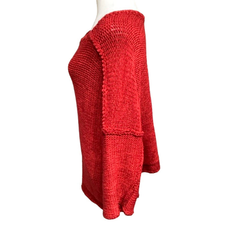 Easel Bright Red Sweater with 3/4 Sleeves - Sz Small, Cozy, Boho, Trendy