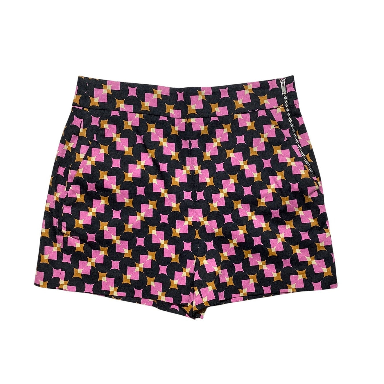 Zara Geometric Print High Rise Shorts Women’s Size M — Retro, Trendy, Statement