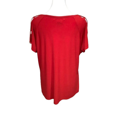 Diana Belle Red Short Sleeve Top - Sz L (Casual, Chic)