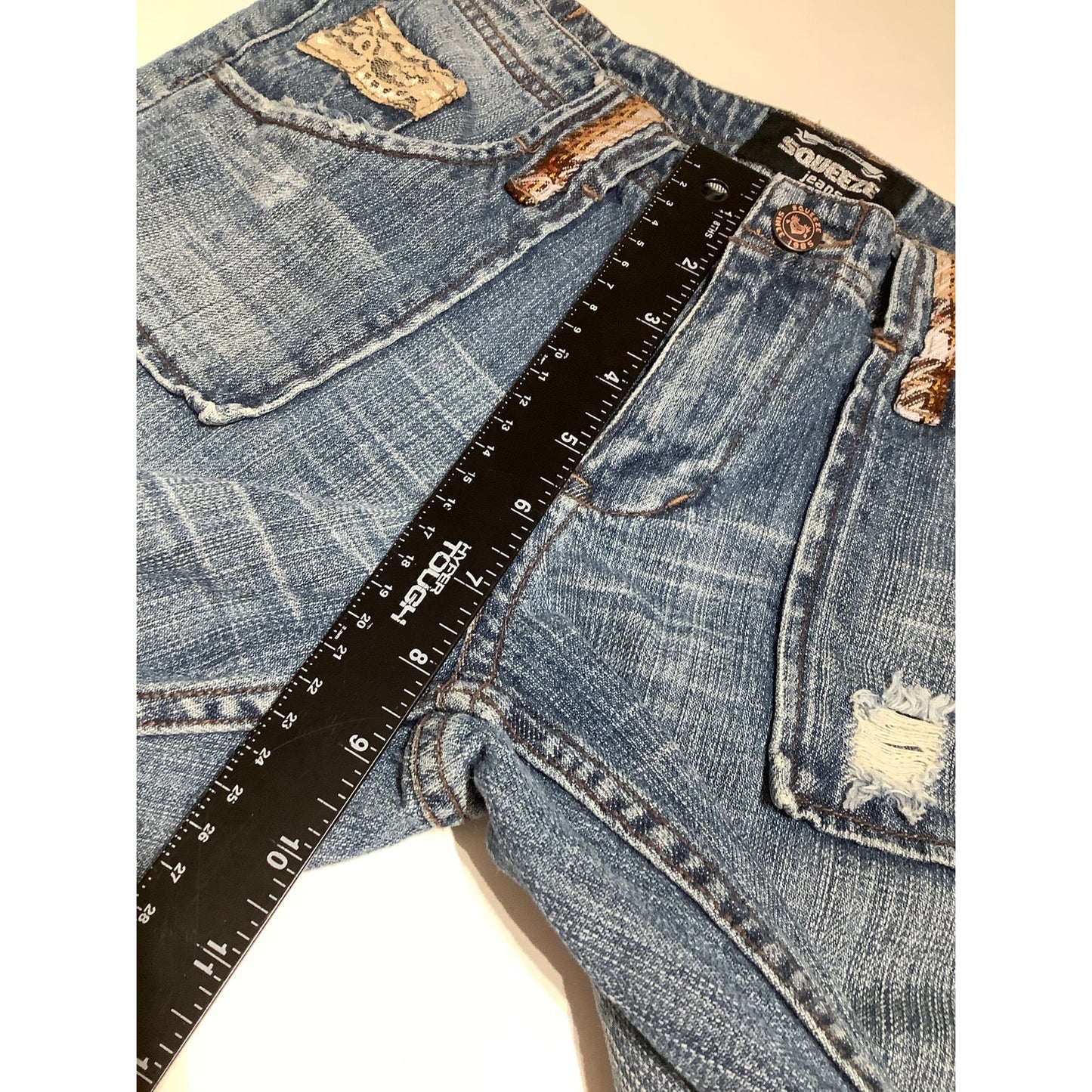 Squeeze Kids Blue Jeans 7/8 - Boho, Vintage, Distressed Aesthetic