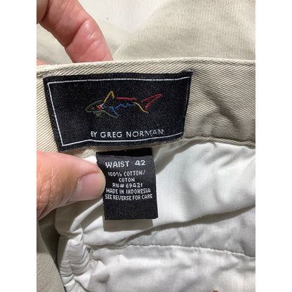 Greg Norman Men’s 42W Light Khaki 100% Cotton Golf Shorts —Casual, Chino, Preppy