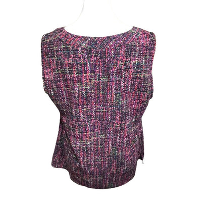 Talbots Multicolor Tweed Print Sleeveless Top, Size 12, Preppy, Vibrant, Classic