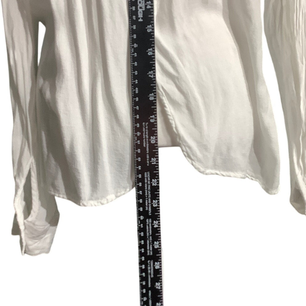 Bella Dahl White Button Front Blouse Women M — Collared, Open Back, Lightweight