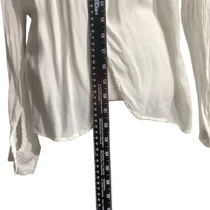 Bella Dahl White Button Front Blouse Women M — Collared, Open Back, Lightweight