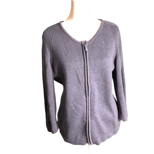 Orvis Light Blue Full Zip Cardigan Size M – Cozy, Minimalist, Cottagecore