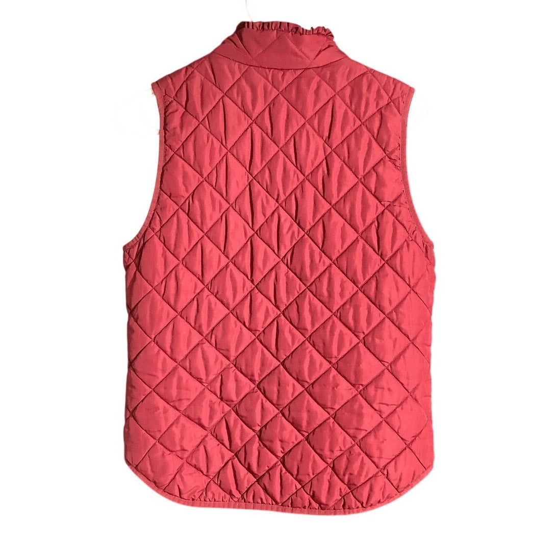 J.Crew Mercantile Maroon Quilted Vest Women’s S — Preppy, Cozy, Ruffle