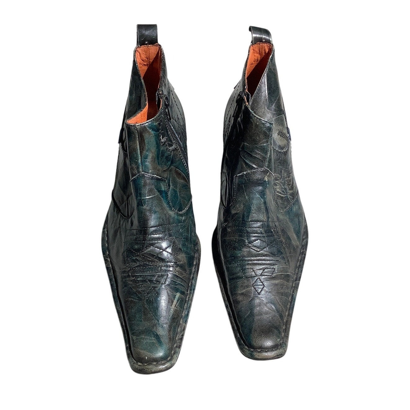 Robert Wayne Blue Green Leather Boots Men’s 10N — Western, Rockabilly, Statement