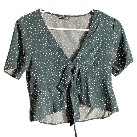 Shein Tie Front Woven Top Women’s Size XS — Cottagecore, Casual, Trendy