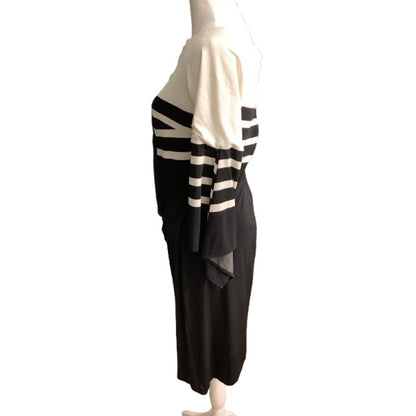 Lauren Ralph Lauren Size 12 Black & White Midi Dress – Elegant, Chic, Timeless