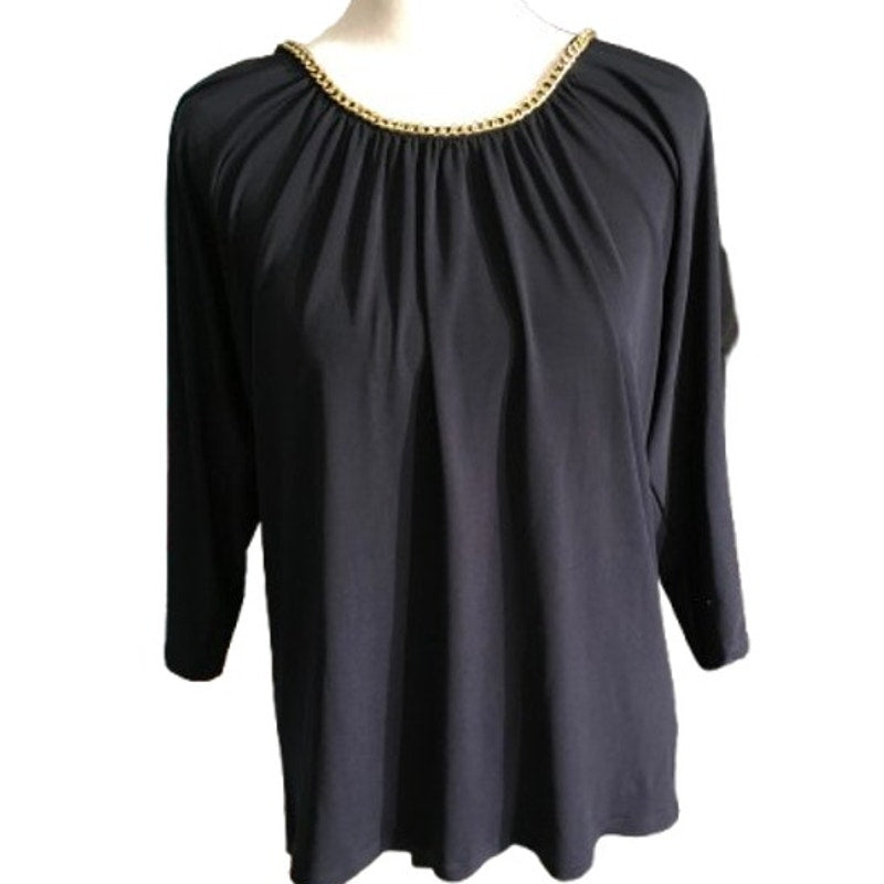 Michael Kors Gold Chain Neck Top Size S - Elegant, Chic, Evening, Date, Regency