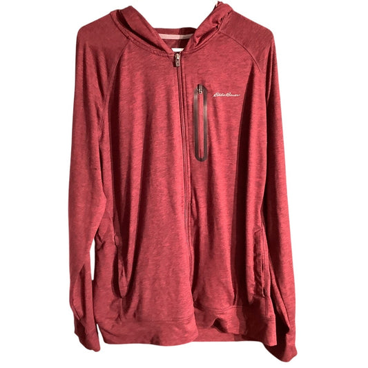 Eddie Bauer Men's XL Maroon Full Zip Hoodie - Athleisure, Minimalist, Streetwear