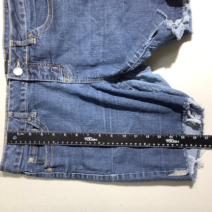 Torrid Women's 14R Dark Blue Distressed Denim Frayed Raw Hem Shorts