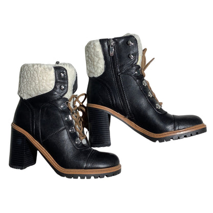 Nine West Black Penni Sherpa-Lined Ankle Boots Women’s 6M — Combat, Winter, Moto