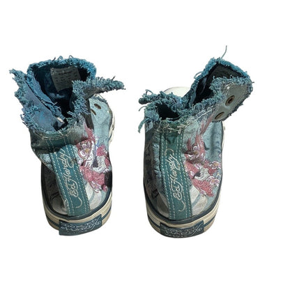 Ed Hardy Women’s Sneakers Size 9 — High Top, Denim, Tattoo Skull