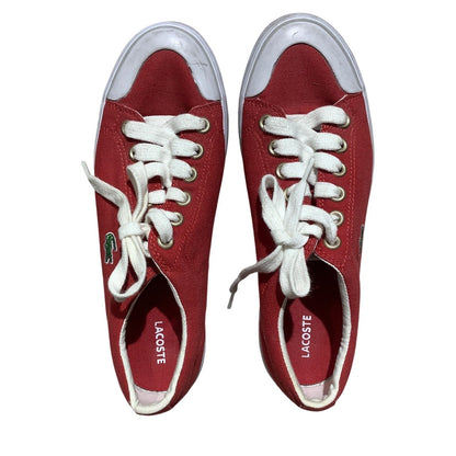 Lacoste Red White Canvas Sneakers Size 8 — Casual, Preppy, Streetwear
