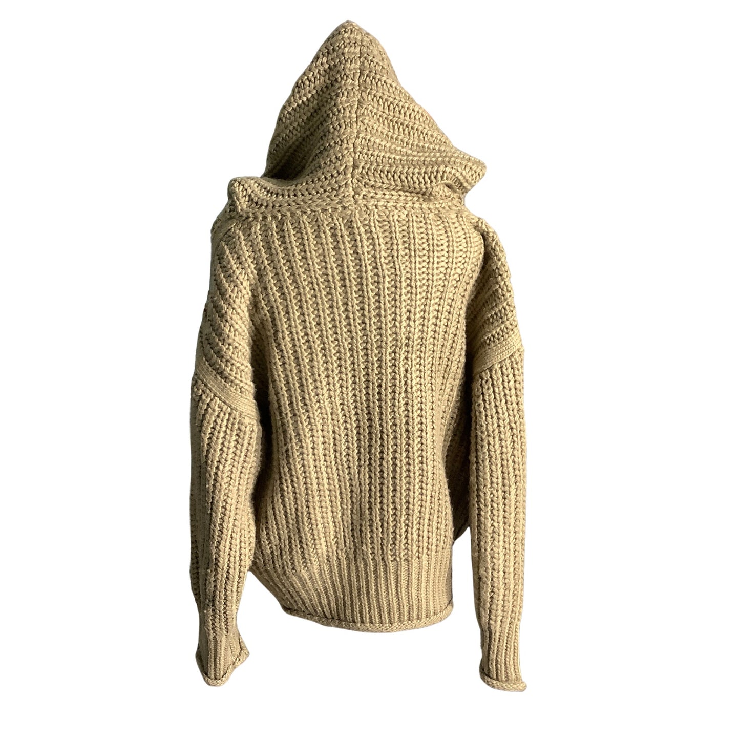 POL Olive Green Chunky Knit Hoodie Sweater Women S — Oversized, Cozy, Boho
