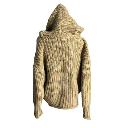 POL Olive Green Chunky Knit Hoodie Sweater Women S — Oversized, Cozy, Boho